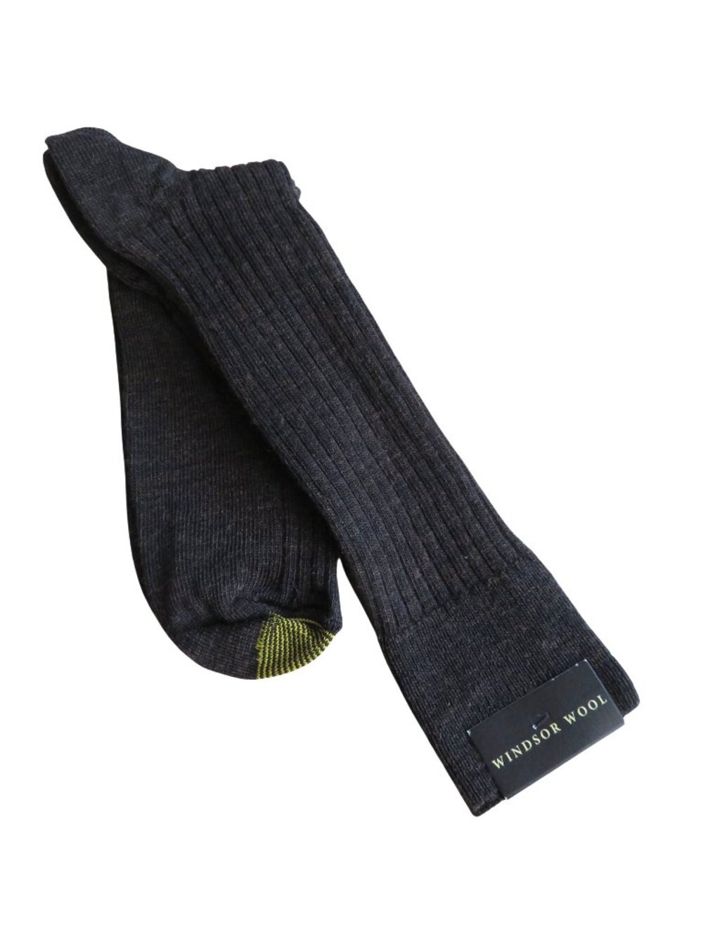 Goldtoe Windsor Wool Ribbed Crew Socks Brown with Gold Toe Detail OS